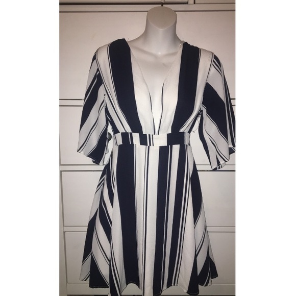 Navy blue & White striped Dress - Picture 1 of 2